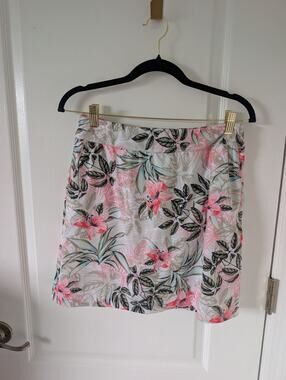 EP New York (EPNY) Golf Skort Pull On Stretch White Floral Small, Athleisure